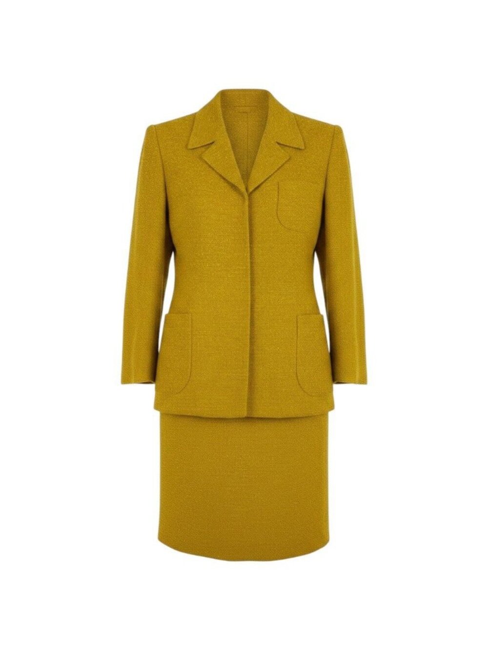 Saint Laurent Set Skirt Suit Tweed Jacket 36 Yellow